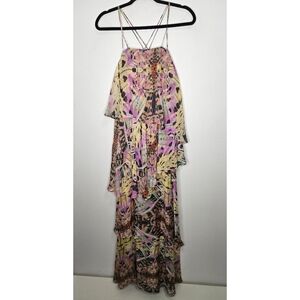 Anthropologie Leifsdottir Butterfly Kaleidoscope Tiered Silk Maxi Dress Sz 4
